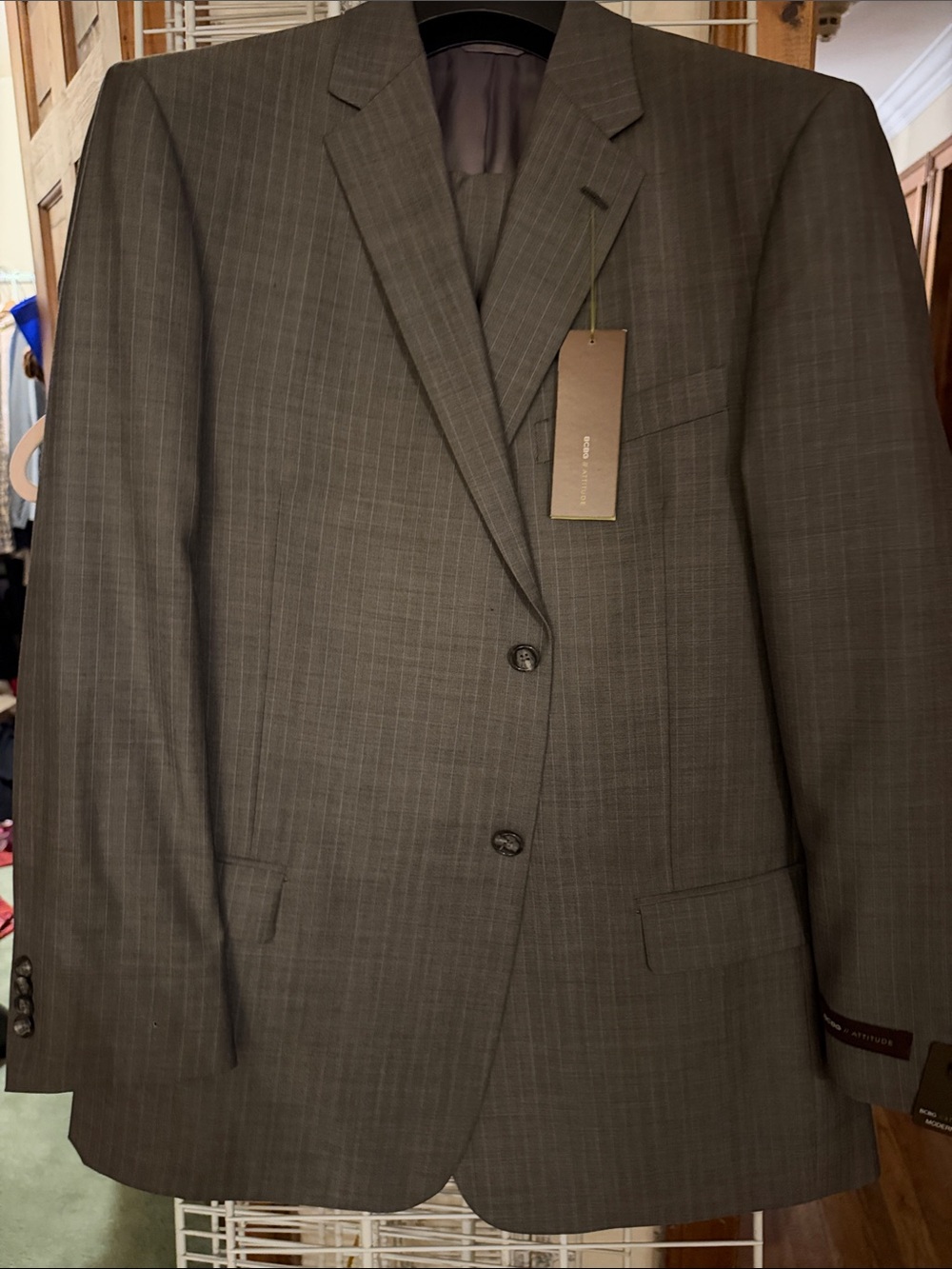 BCBG Attitude Avalon Suit. Herringbone Wool Suit